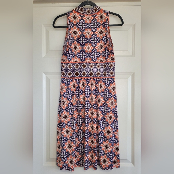 Wisp Petites Orange and Blue Floral Print Sleeveless Sundress - Size 8P (Petite) - Picture 2 of 6